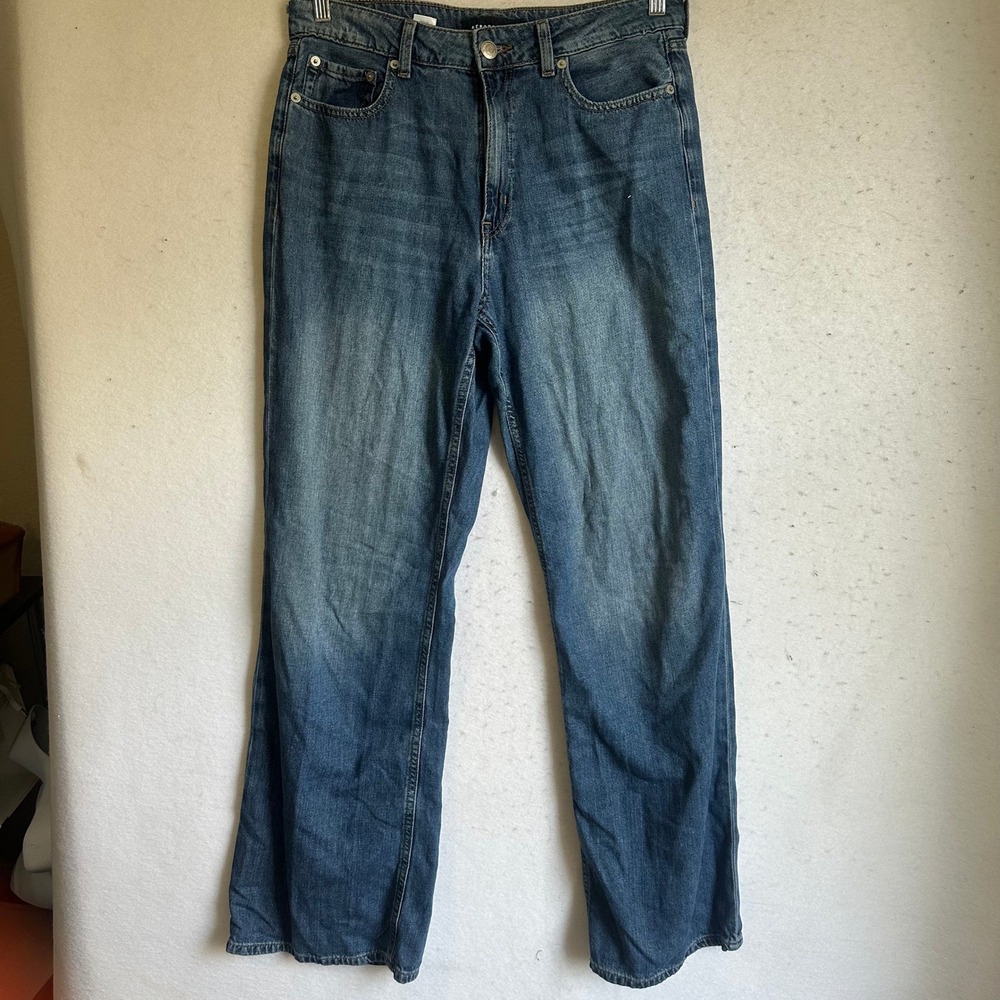 Aeropostale High Rise Wide Leg Jeans Blue Medium Wash Denim Womens 10 Cotton
